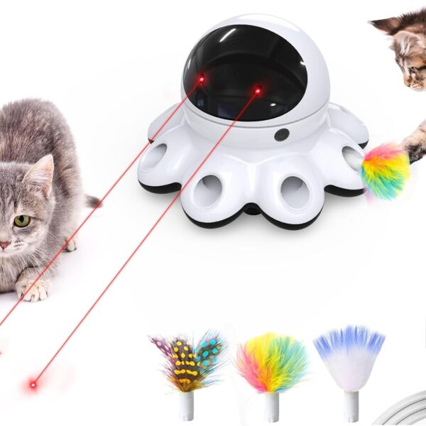 2-in-1 Motion Activated Interactive Cat Laser Toy With Feather
