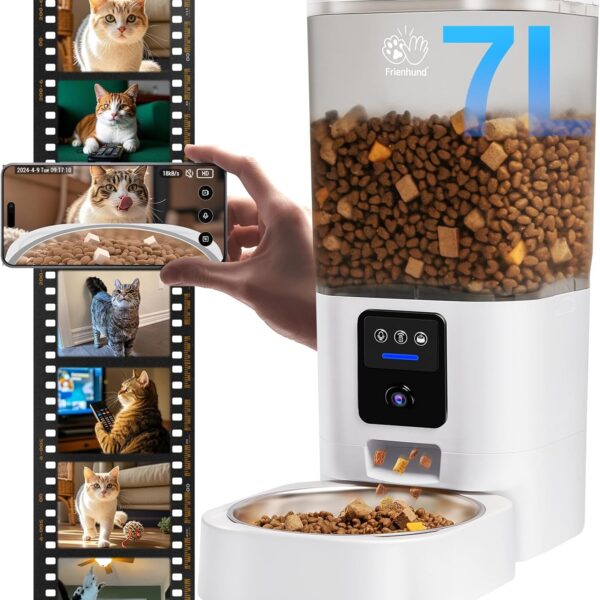 5G WiFi Automatic Pet Feeder with 2K Camera Night Vision Easy Clean Design
