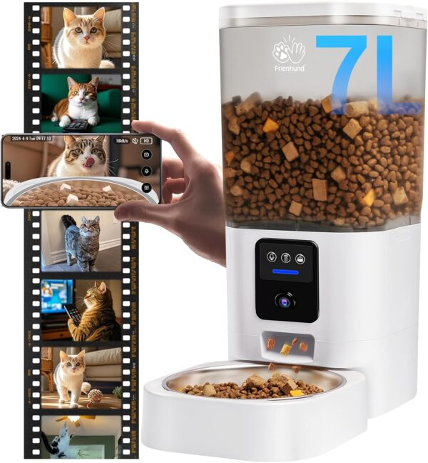5G WiFi Automatic Pet Feeder with 2K Camera Night Vision Easy Clean Design