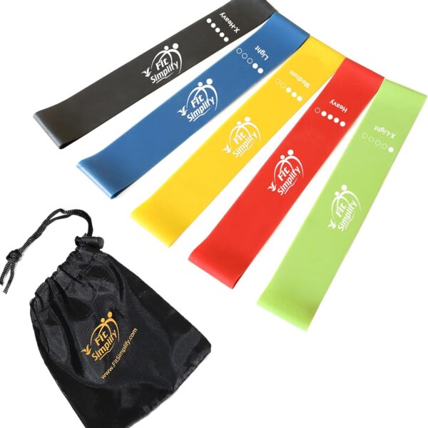 5Pcs Resistance Loop Exercise Bands with Guide & Storage Bag