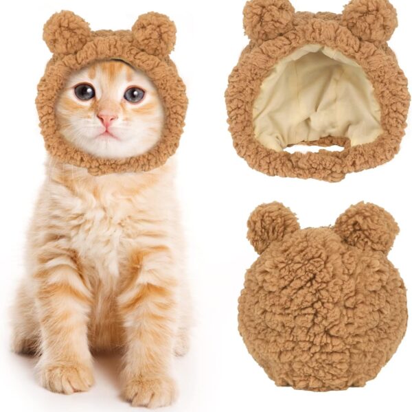 Adjustable Soft Bear Hat Warm Cute Pet Headwear For Cats Dogs