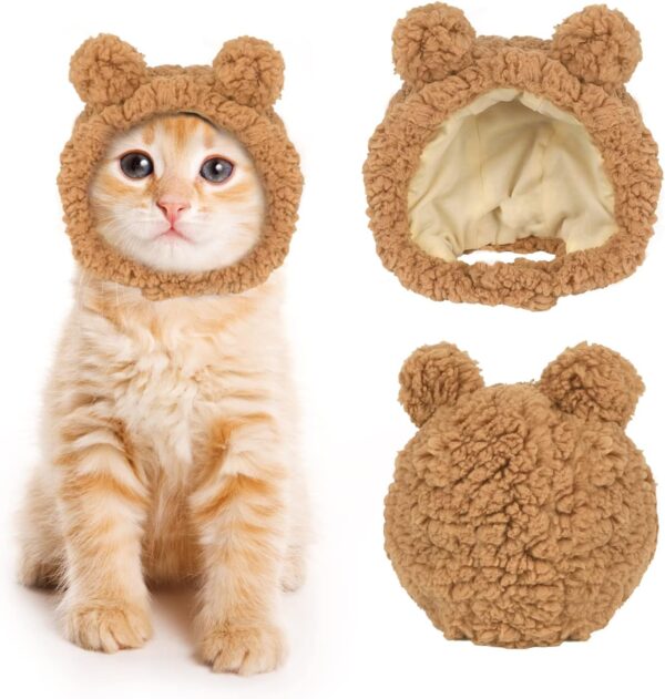 Adjustable Soft Bear Hat Warm Cute Pet Headwear For Cats Dogs