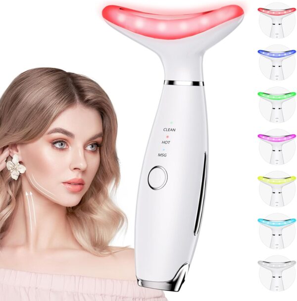 Dopsikn 7 Color Galvanic Facial Neck Massager – Red Light Therapy with Vibration Heat
