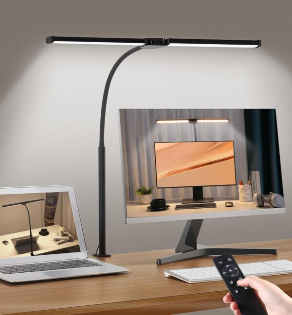 Double Head Clip On Desk Lamp Eye Care Adjustable Flexible Gooseneck Task Light Double Head Clip On Desk Lamp Eye Care Adjustable Flexible Gooseneck Task Light