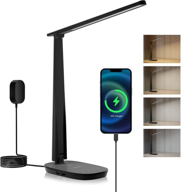 Full Spectrum Eye Care Desk Lamp Foldable Dimmable with USB Charging Ports Full Spectrum Eye Care Desk Lamp Foldable Dimmable with USB Charging Ports