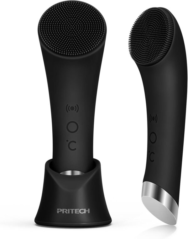 Heated Silicone Vibrating Facial Cleansing Brush Rechargeable Waterproof