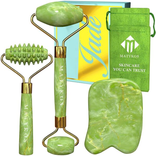 Jade Roller & Gua Sha Set Anti Aging Facial Body Massager
