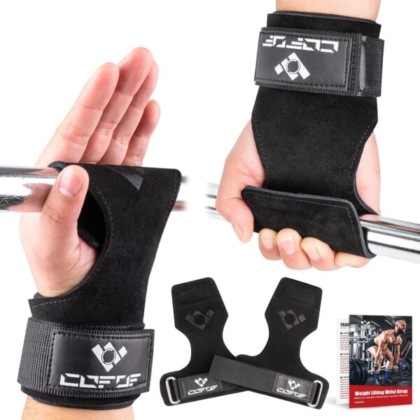 Leather Lifting Wrist Straps Padded Gym Workout Support Hooks
