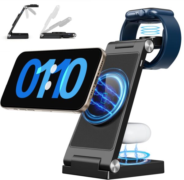 Portable 3-in-1 MagSafe Wireless Charging Station With Light For iPhone Portable 3-in-1 MagSafe Wireless Charging Station With Light For iPhone