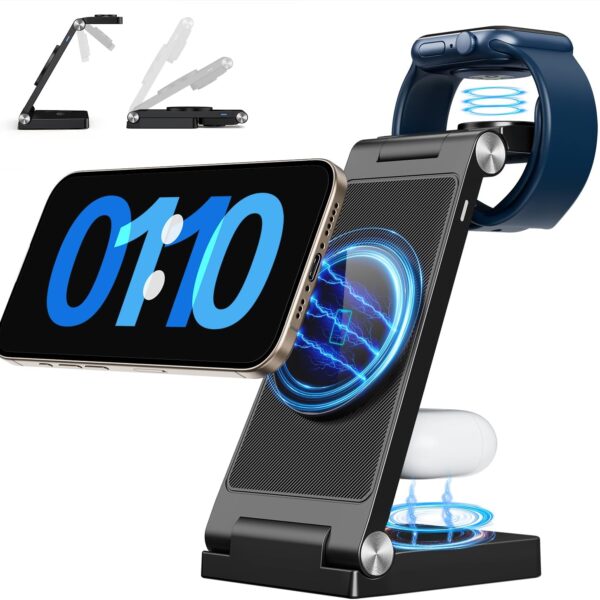 Portable 3-in-1 MagSafe Wireless Charging Station With Light For iPhone