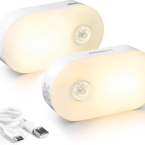 Rechargeable Motion Sensor Night Light Adjustable Brightness Stick On Indoor Lamp