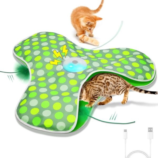 Rechargeable Touch Activated Interactive Cat Toy With Squeaky Feather