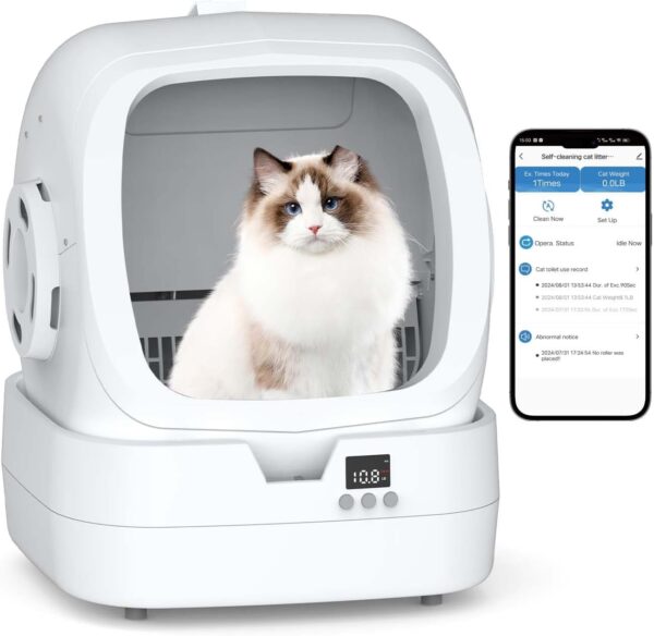Smart Self-Cleaning Cat Litter Box With App Control & Weight Monitoring