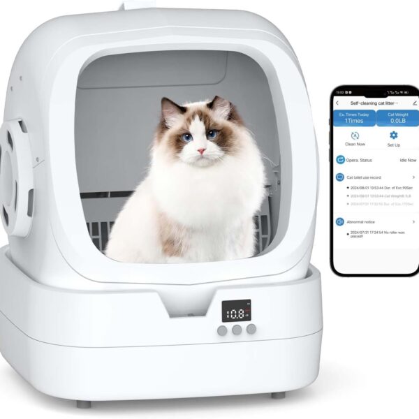 Smart Self-Cleaning Cat Litter Box With App Control & Weight Monitoring