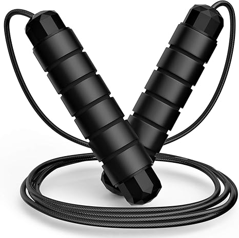 Tangle-Free Adjustable Speed Jump Rope with Ball Bearings Foam Handles