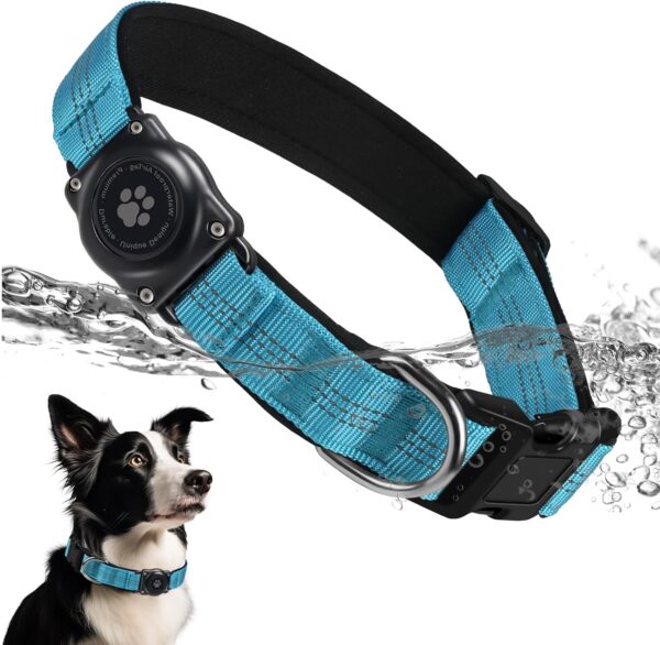 Waterproof Reflective Dog Collar With AirTag Holder Padded Comfortable Waterproof Reflective Dog Collar With AirTag Holder Padded Comfortable