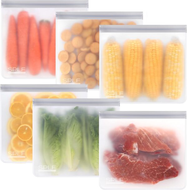 silicone reusable leakproof food storage bags set