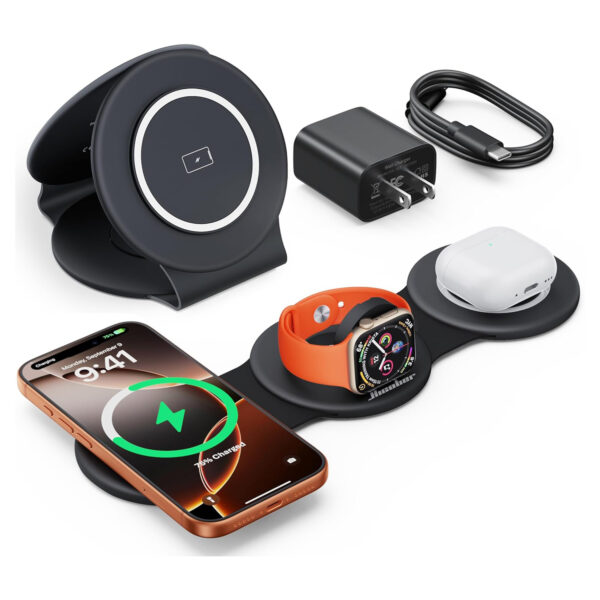 3 in 1 Foldable Wireless Charging Station for iPhone Watch AirPods