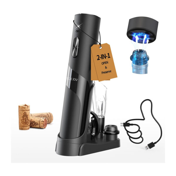 7-in-1 Rechargeable Electric Wine Opener Gift Set Black 7-in-1 Rechargeable Electric Wine Opener Gift Set Black