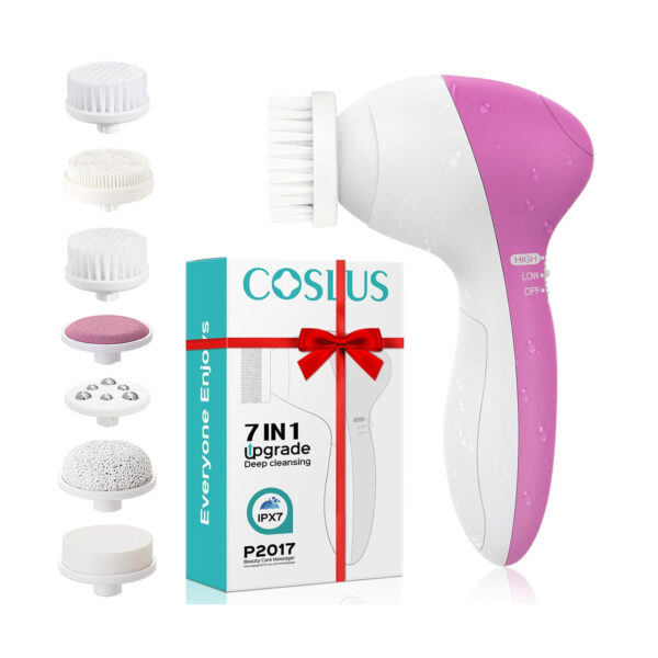 7-in-1 Waterproof Electric Silicone Facial Cleansing Brush Massager