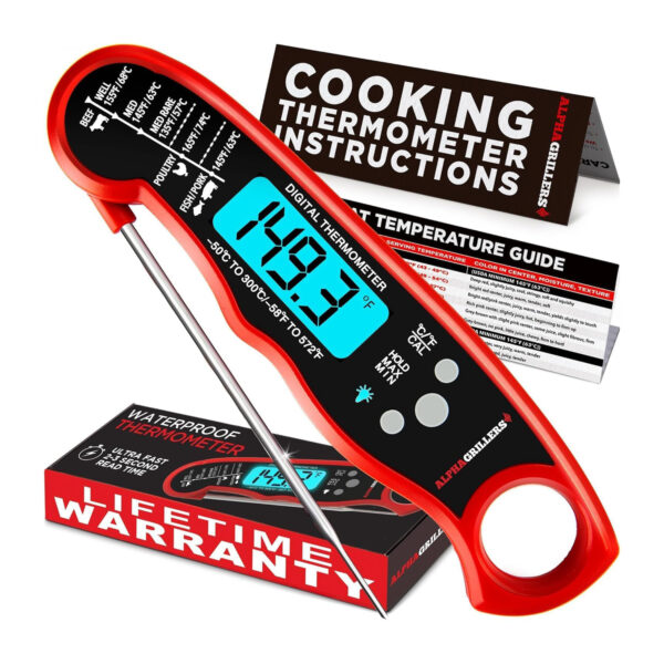 Alpha Grillers Instant Read Digital Meat Thermometer for Cooking & BBQ Grill
