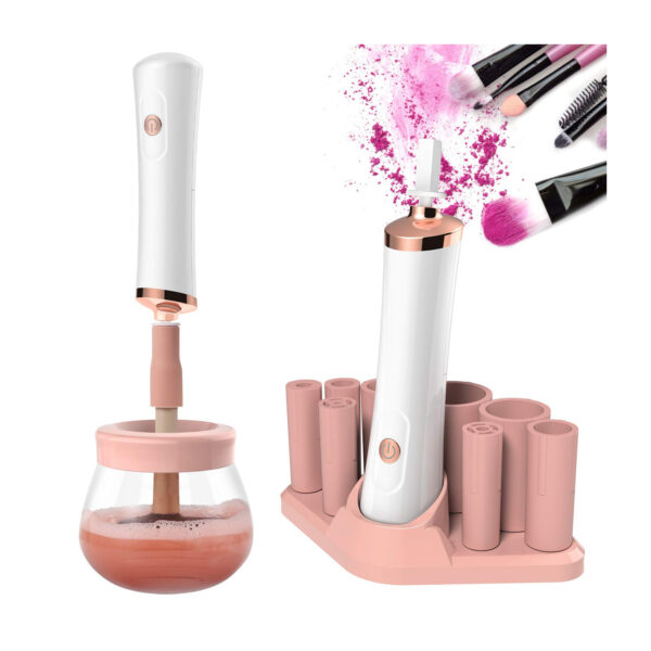 Electric Makeup Brush Cleaner Dryer with 8 Rubber Collars Fast Clean Dry