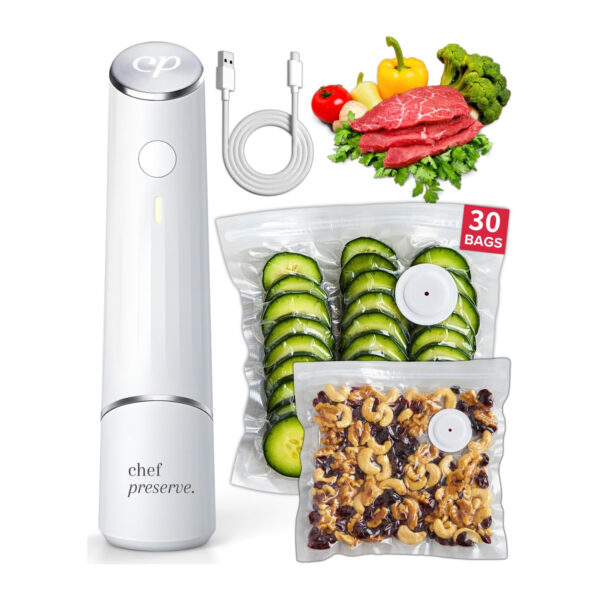 Handheld Portable Food Vacuum Sealer with 30 Reusable Vacuum Bags