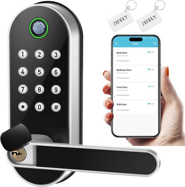 Keypad Fingerprint Door Lock Remote Access DIY Install for Home Airbnb Keypad Fingerprint Door Lock Remote Access DIY Install for Home Airbnb