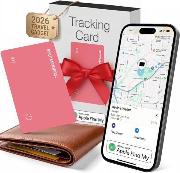 MFi Certified Slim Tracker Card IP68 Rechargeable for Wallet Luggage Pink