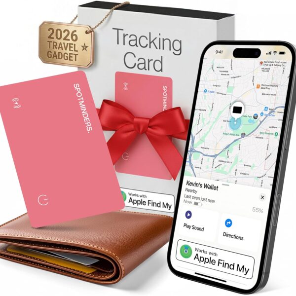 MFi Certified Slim Tracker Card IP68 Rechargeable for Wallet Luggage Pink
