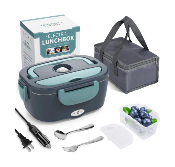 Portable 3-in-1 Heated Lunch Box for Car Office with Bag & Cutlery