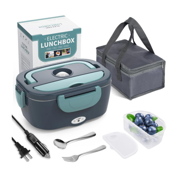 Portable 3-in-1 Heated Lunch Box for Car Office with Bag & Cutlery