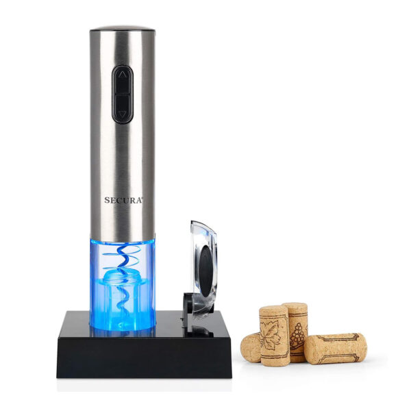 Rechargeable Stainless Steel Electric Wine Opener with Foil Cutter