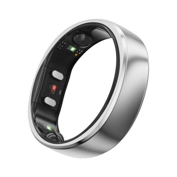 Smart Health Ring Sleep Apnea Heart Rate Monitor 12 Days Battery Silver Size 8