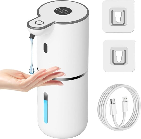 Touchless Automatic Soap Dispenser USB Rechargeable 6 Levels Adjustable 380ml Wall Mounted for Bathroom Kitchen White