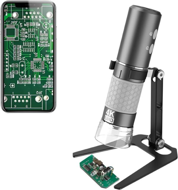Wireless Digital Microscope 50-1000X 4K 8LED with Metal Stand Multi-system Compatible Wireless Digital Microscope 50-1000X 4K 8LED with Metal Stand Multi-system Compatible