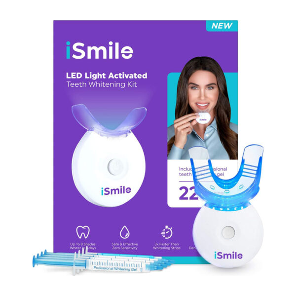 iSmile LED Teeth Whitening Kit with 3 Gel Syringes & Remineralization Gel